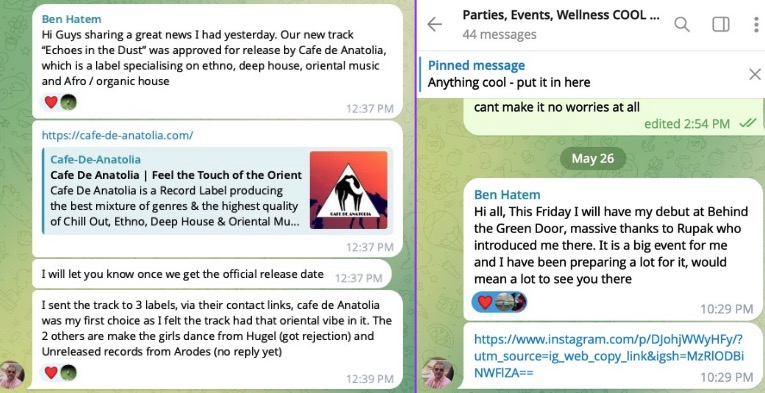 Musicpath Pro student Ben Hatem sharing that his track was approved for release by a record label, an example of releasing your first song.
